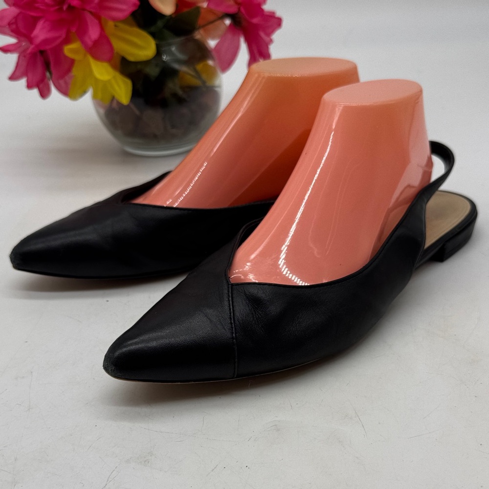 Vince Camuto Black Leather Pointed Slingback Mules Size 11 CM10035E
